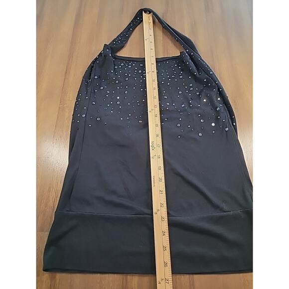 BCBGMAXAZRIA Black Sequin Halter Top Silk Blend Size M Medium EUC - Picture 5 of 7
